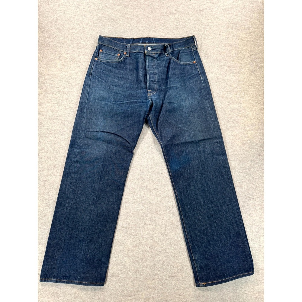 Levi's 501 Jeans Mens 36x30 Blue Denim Red Tab High Rise Button Fly Straight Leg